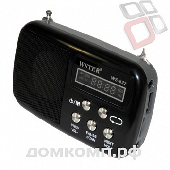 Портативная колонка BT WS-822 с дисплеем (microSD+USB+FM)